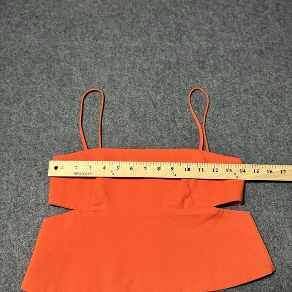 Zara Side Cut Out Crop Top Cami Tank Size S Orange Preppy Boho City Festival - Picture 5 of 6